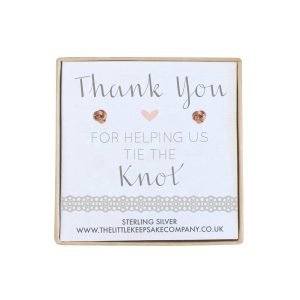 Rose Gold Vermeil Wedding Earrings - 'Thank You For Helping Us Tie The Knot'