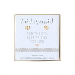 Rose Gold Vermeil & Pavé CZ Wedding Earrings - 'Bridesmaid For The Day, Best Friend For Life'