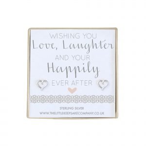 Sterling Silver Wedding Earrings - 'Wishing You Love, Laughter & Happily Ever After'