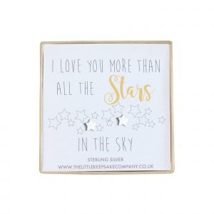 Sterling Silver Quote Earrings - 'I Love You More Than All The Stars In The Sky'