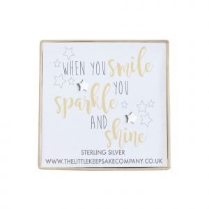 Sterling Silver Quote Earrings - 'When You Smile, You Sparkle & Shine'