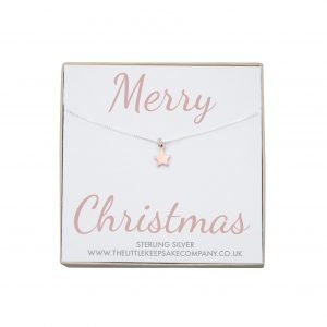 Sterling Silver & Rose Gold Vermeil Quote Necklace - 'Merry Christmas'
