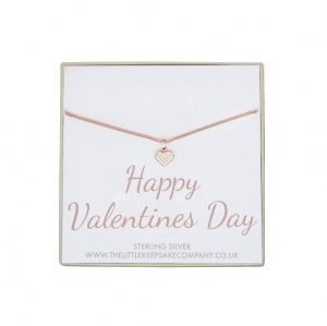 Rose Gold Vermeil & Pavé CZ Quote Necklace - 'Happy Valentines Day'