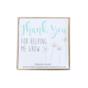 Sterling Silver Quote Earrings - Thank You For Helping Me Grow