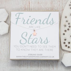 Rose Gold Quote Necklace - 'Friends Are Like Stars'