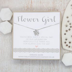 Sterling Silver & CZ Wedding Necklace - 'Flower Girl'