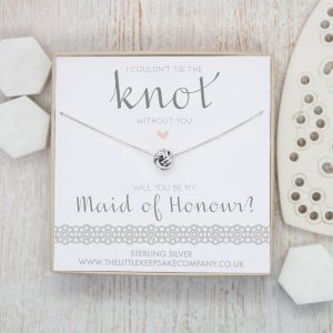 Sterling Silver Wedding Necklace - 'I Couldn't Tie The Knot Without You, Will You Be My Maid Of Honour'