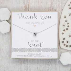 Sterling Silver Wedding Necklace - 'Thank You For Helping Us Tie The Knot'