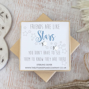 Sterling Silver Quote Earrings - 'Friends Are Like Stars, You Don't Often See Them'