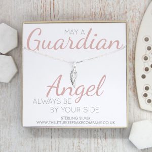 Sterling Silver Quote Necklace - 'May A Guardian Angel Always Be By Your Side'