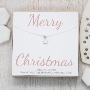 Sterling Silver Quote Necklace - 'Merry Christmas'