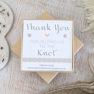 Sterling Silver Wedding Quote Earrings - 'Thank You For Helping Us Tie The Knot'