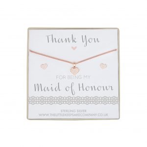 Rose Gold Vermeil & Pavé CZ Gift Set - ‘Thank You For Being My Maid Of Honour’