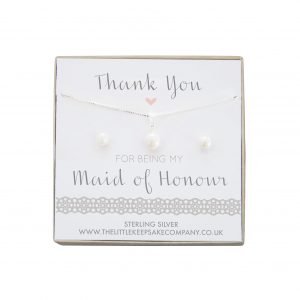 Sterling Silver & Pearl Gift Set - ‘Thank You For Being My Maid Of Honour’
