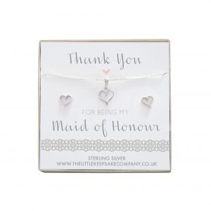 Sterling Silver Cut Out Heart Gift Set - ‘Thank You For Being My Maid Of Honour’