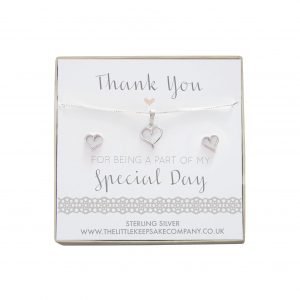 Sterling Silver Cut Out Heart Gift Set - ‘Thank You For Being Part Of My Special Day’
