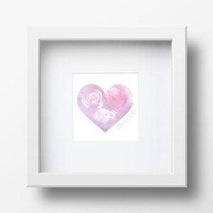 Framed Baby Scan Print - Pink/Purple Watercolour Heart Design