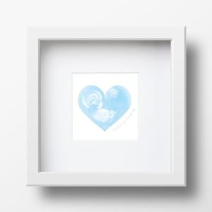Framed Baby Scan Print - Blue Watercolour Heart Design
