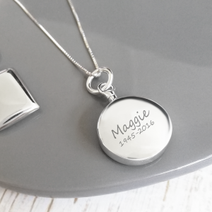 Sterling Silver Engraved Circle Urn Necklace