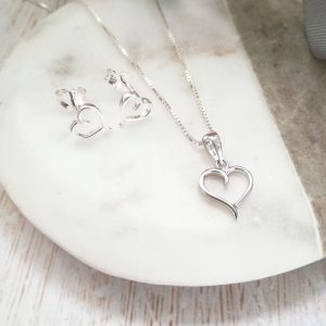 Sterling Silver Cut Out Heart Gift Set