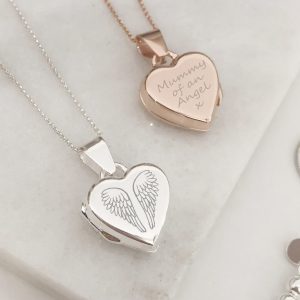 Engraved 'Mummy Of An Angel' Heart Locket Necklace