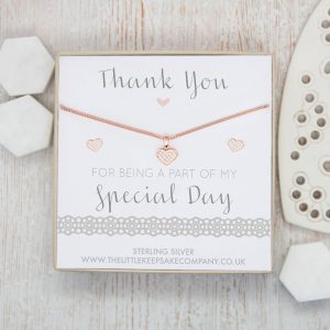 Rose Gold Vermeil & Pavé CZ Gift Set - ‘Thank You For Being A Part Of My Special Day’