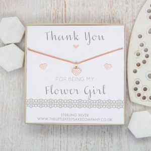 Rose Gold Vermeil & Pavé CZ Gift Set - ‘Thank You For Being My Flower Girl’