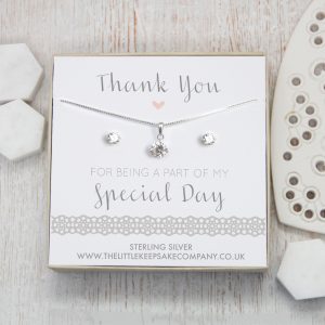 Sterling Silver & CZ Gift Set - ‘Thank You For Being A Part Of My Special Day’