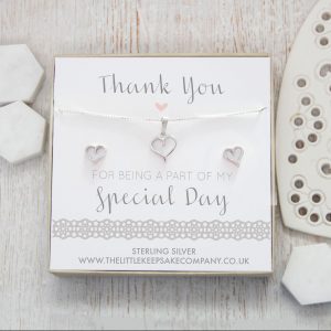 Sterling Silver Cut Out Heart Gift Set - ‘Thank You For Being Part Of My Special Day’