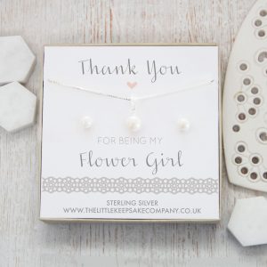 Sterling Silver & Pearl Gift Set - ‘Thank You For Being My Flower Girl’