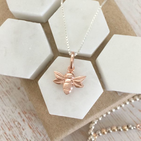 Sterling Silver & Rose Gold Vermeil Honey Bee Necklace
