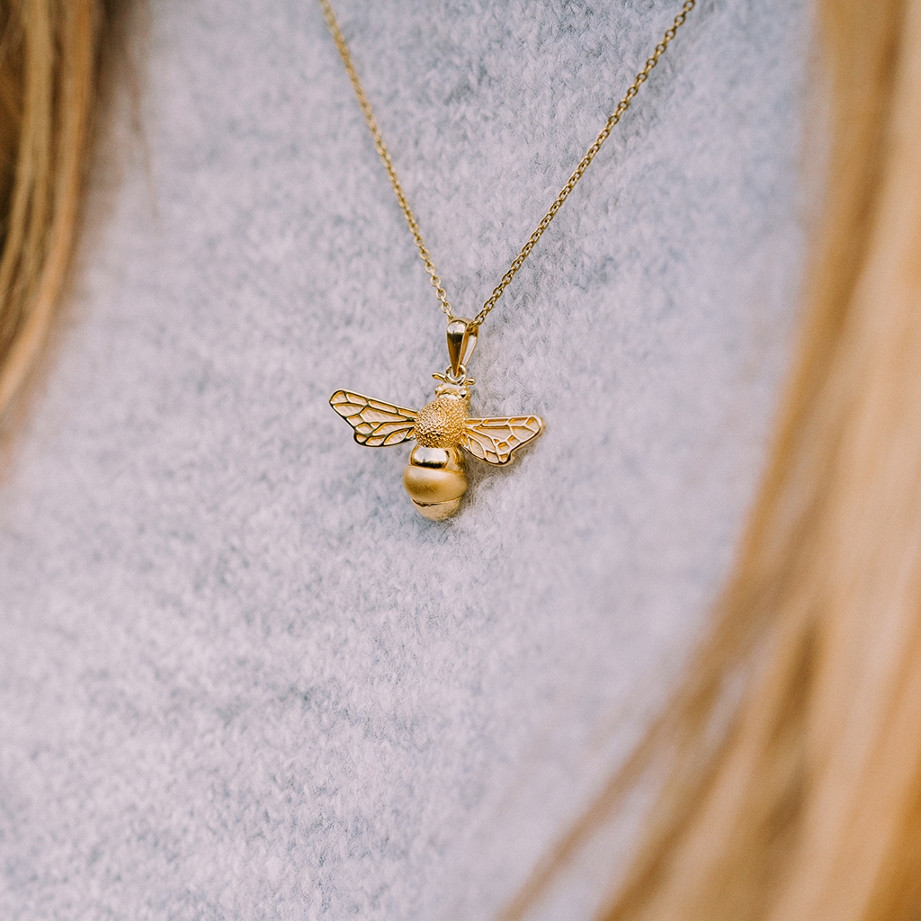 Yellow Gold Vermeil Bumble Bee Necklace