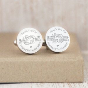 ‘Thank You For Helping Us Tie The Knot’ Engraved Cufflinks