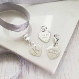 Sterling Silver Engraved Heart Charm