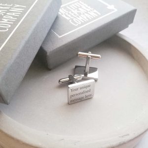 Stainless Steel Engraved Rectangle Cufflinks
