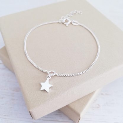 Sterling Silver Curb Chain Star Bracelet - 'To The World You Are A Teacher, To Me You Are A Star'