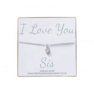 Sterling Silver Curb Chain Heart Bracelet - 'I Love You Sis'
