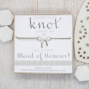 Sterling Silver Bow Bracelet - ‘I Couldn’t Tie The Knot Without You, Will You Be My Maid Of Honour?’