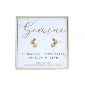 Yellow Gold Vermeil & CZ Zodiac Earrings - Gemini