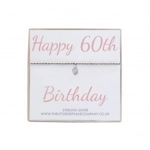 Sterling Silver Ball Slider Heart Bracelet - Happy 60th Birthday