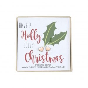 Rose Gold Vermeil Christmas Earrings - 'Have A Holly Jolly Christmas'
