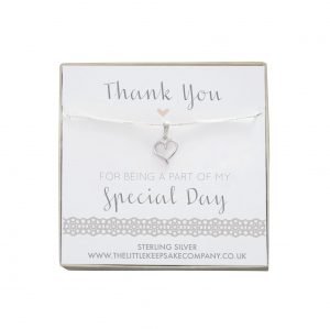 Sterling Silver Cut Out Necklace - ‘Thank You For Being Part Of My Special Day’