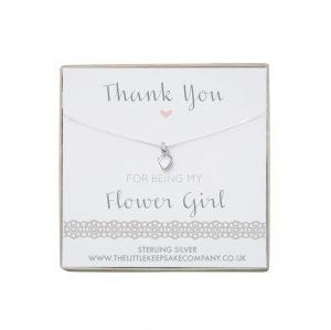 Sterling Silver Heart Necklace - ‘Thank You For Being My Flower Girl’