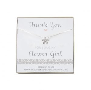 Sterling Silver & CZ Flower Necklace - ‘Thank You For Being My Flower Girl’