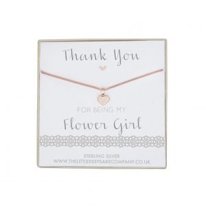 Rose Gold Vermeil & Pavé CZ Necklace - ‘Thank You For Being My Flower Girl’