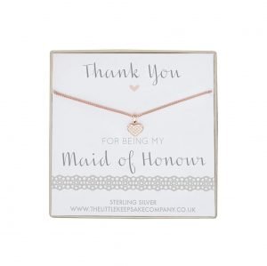 Rose Gold Vermeil & Pavé CZ Necklace - ‘Thank You For Being My Maid Of Honour’