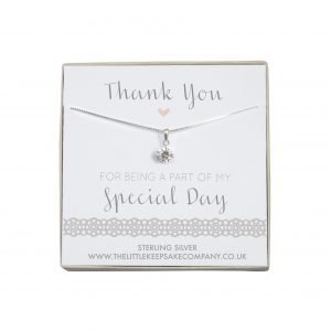Sterling Silver & CZ Necklace - ‘Thank You For Being A Part Of My Special Day’