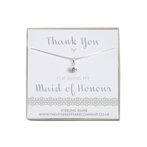 Sterling Silver & CZ Necklace - ‘Thank You For Being My Maid Of Honour’