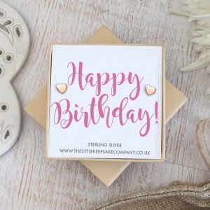 Rose Gold Vermeil Quote Earrings - 'Happy Birthday'