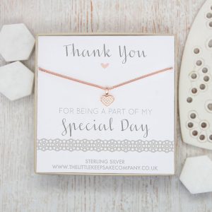 Rose Gold Vermeil & Pavé CZ Necklace - ‘Thank You For Being A Part Of My Special Day’